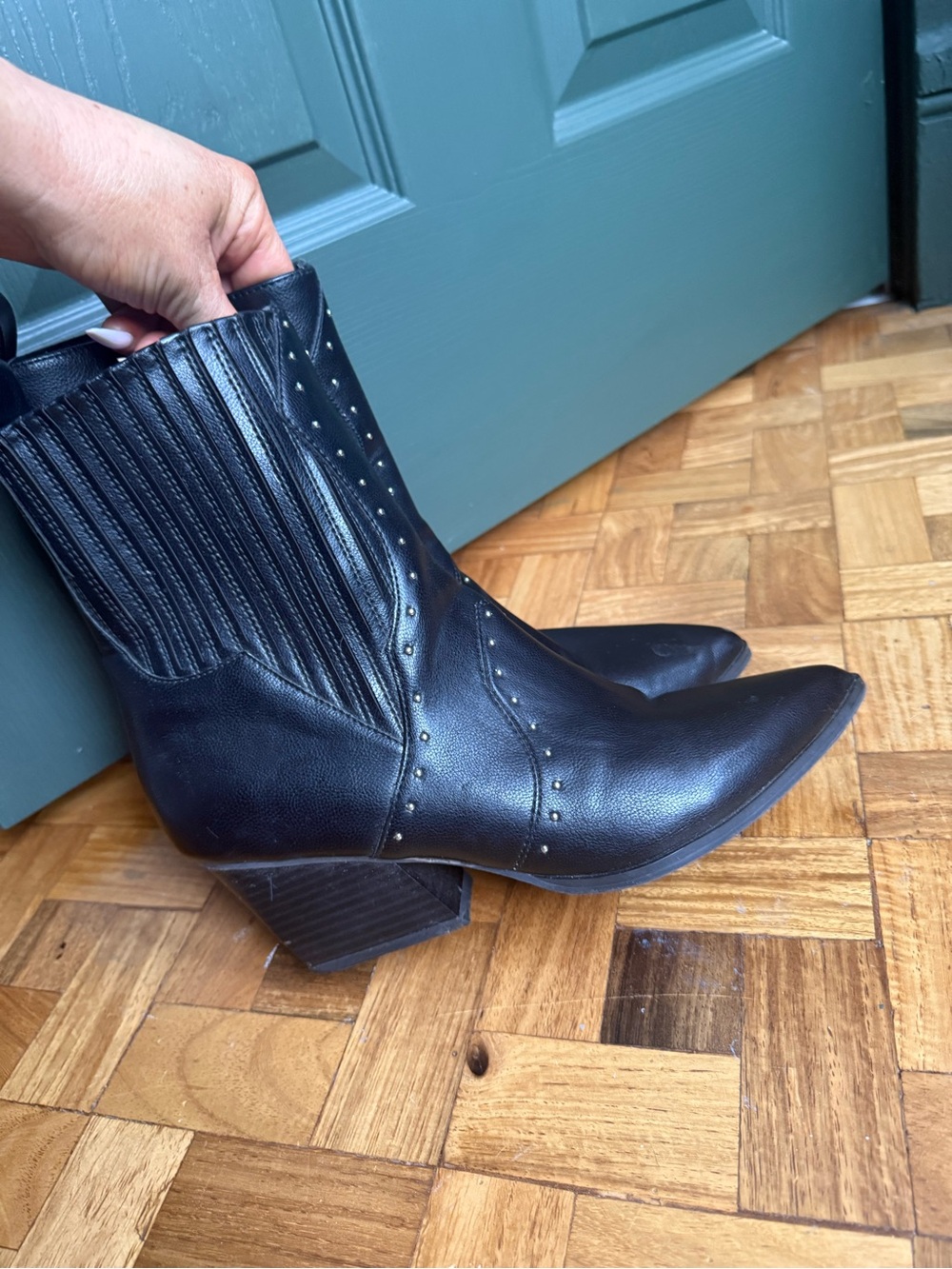 Dolce Vita Black Stud-Trim Western Ankle Boots